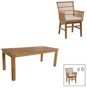 Intrahome Τραπεζαρία Inca-Wooly Intrahome σετ 7τεμ σε φυσική-μπεζ απόχρωση 220x90x75εκ | SKU: INTRAPA-454111165
