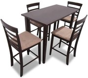 Σετ Κονσόλα Τραπέζι και 4 Καρέκλες Μπαρ Καφέ Ξύλινο