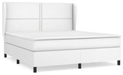 vidaXL Κρεβάτι Boxspring με Στρώμα Λευκό 180x200 εκ. Συνθετικό Δέρμα