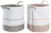 Καλάθι για τα Βρώμικα Ρούχα DKD Home Decor Γκρι Ροζ πολυεστέρας (39 x 39 x 41 cm) (x2)
