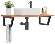 vidaXL Ράφι Νιπτήρα Τοίχου από Ατσάλι / Μασίφ Ξύλο Οξιάς