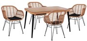 ΣΕΤ 5ΤΜΧ ALLEGRA WICKER ΜΕ ΤΡΑΠΕΖΙ 140X80Χ78Υ ΜΠΕΖ & ΜΑΥΡΟ ΧΡΩΜΑ HM10508