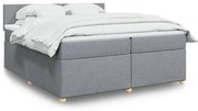 vidaXL Κρεβάτι Boxspring με Στρώμα Ανοιχτό Γκρι 200x200 εκ. Υφασμάτινο