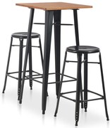 vidaXL Σετ Επίπλων Μπαρ 3 Τεμαχίων Μαύρο Ατσάλινο