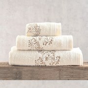 Πετσέτες Oberon (Σετ 3τμχ) Ecru-Brown Ρυθμός Σετ Πετσέτες 80x150cm 100% Πενιέ Βαμβάκι