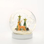 "GLASS SNOW BALL DEER", 10 MINI WW LED ΛΑΜΠ. ΜΠΑΤ. (2XAAA) IP20 Φ12CM ACA X07101131