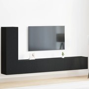 vidaXL Σετ 3 Τεμαχίων Μαύρο Δρύινο Τοίχου Για Τηλεόραση