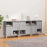 vidaXL Ντουλάπι 3 τεμ. Γκρι Sonoma 60x35x70 εκ. από Επεξεργασμένο Ξύλο