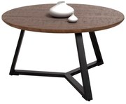 Τραπέζι Σαλονιού Rocket Στρογγυλό MDF Walnut-Μαύρη Σαγρέ Βάση Φ80x42Υ εκ. 80x80x42 εκ.