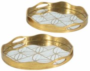 Artekko Tray Διακοσμητικός Δίσκος με Καθρέπτη Πλαστικό Γυαλί Χρυσό (45x45x4.4)cm Σετ/2 Artekko 86755