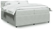 vidaXL Κρεβάτι Boxspring με Στρώμα Ανοιχτό Γκρι 200x200 εκ. Βελούδινο