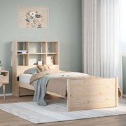 vidaXL Κρεβάτι Βιβλιοθήκη Χωρίς Στρώμα 90x200 εκ Μασίφ Ξύλο Πεύκου