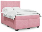 vidaXL Κρεβάτι Boxspring με Στρώμα Ροζ 140x190 εκ. Βελούδινο