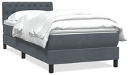 Κρεβάτι Boxspring με Στρώμα Σκούρο Γκρι 90x220 εκ. Βελούδινο - Γκρι