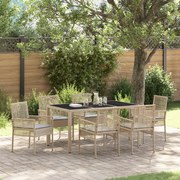 vidaXL Σέτ φαγητού για κήπο 7 pcs Μπεζ 150 x 90 x 75 cm