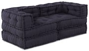 vidaXL Modular Pouffes - Σετ 2 σε Ανθρακί Ύφασμα
