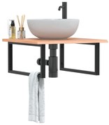 vidaXL Ράφι Νιπτήρα Τοίχου από Ατσάλι / Μασίφ Ξύλο Δρυός