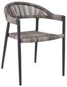 MADISON Πολυθρόνα Βεράντας- Κήπου, ALU Ανθρακί, Rope Wicker Γκρι, Στοιβαζόμενη 58x56x78cm