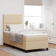 vidaXL Box Spring Κρεβάτι με Στρώμα Μπεζ 90x200 εκ. Ύφασμα
