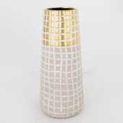 Βάζο Κεραμικό 752-20134 14x14x32cm Beige-Gold Estheti Home Κεραμικό