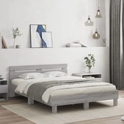 vidaXL Πλαίσιο Κρεβατιού με Κεφαλάρι/LED Γκρι Sonoma 150x200 εκ.