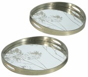 Artekko Tray Διακοσμητικός Δίσκος με Καθρέπτη Πλαστικό Γυαλί Σαμπανιζέ (45x45x4.7)cm Σετ/2 Artekko 86752
