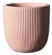 Supergreens Γλάστρα Πήλινη Στρογγυλή ''Stripe'' Σομόν S 24x24x23 εκ.