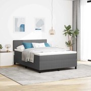 vidaXL Κρεβάτι με Βάση και Στρώμα &amp; LED Φωτισμός Γκρι 160x200 εκ. Υφάσματος Βελουτέ