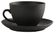 Φλυτζάνι Με Πιατάκι Cappuccino Χειροποίητο Stoneware Black Mat Gobi ESPIEL 310ml-16x8,5εκ. OW2045K6