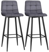 HOMCOM σετ 2 σκαμπό μπαρ με υποπόδιο σε ρετρό σχεδιασμό 42 cm x 47 cm x 105 cm Γκρι