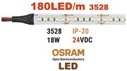 Adeleq Ταινία Led 5 Μέτρα 24Vdc 18W Και 180Led Ανά Μέτρο Ip20(Osram Led) Θερμό 30-34241800