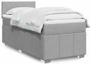 vidaXL Κρεβάτι Boxspring με Στρώμα Ανοιχτό Γκρι 80x200 εκ. Υφασμάτινο