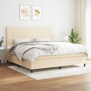 Κρεβάτι Boxspring με Στρώμα Κρεμ 200x200 εκ. Υφασμάτινο 3141806
