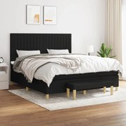 Κρεβάτι Boxspring με Στρώμα Μαύρο 180x200 εκ. Υφασμάτινο