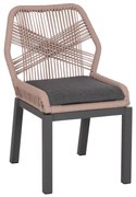 Καρέκλα HOWARD C5547.12 Αλουμίνιο Ανθρακί με Σχοινί και Μαξιλάρι Μπέζ 55,5x60x84,5Υ εκ. 4αδα 55.5x60x84.5 εκ.