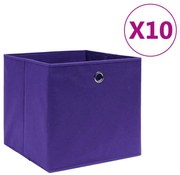 vidaXL Κουτιά Αποθήκευσης 10 τεμ. Μοβ 28x28x28 εκ. Ύφασμα Non-woven