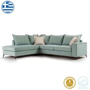 Γωνιακός καναπές δεξιά γωνία Romantic pakoworld ύφασμα Ciel-Cream 290x235x95εκ