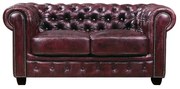CHESTERFIELD Birmingham Καναπές 2Θέσιος Σαλονιού Καθιστικού, Δέρμα Antique Red