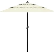 vidaXL Ομπρέλα Κήπου 3 Επιπέδων Λευκό της Άμμου 2,5μ. Ιστό Αλουμινίου