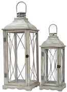 Φανάρι Σετ 2τμχ Ξύλινο Γκρι 28x28x73εκ.-21x21x52,5εκ. Zen Collection 24.17.49796