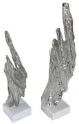 Artekko Statuaries Γλυπτό από Αλουμίνιο/Μάρμαρο Λευκό/Ασημί Σετ/2 (28x28x3)cm Artekko 45903-2