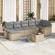 vidaXL Σετ Καναπέ Κήπου 8 Τεμαχίων με Μαξιλάρια Μαύρο Ρατάν