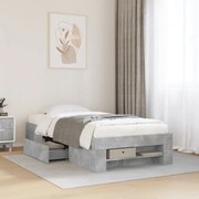 vidaXL Πλαίσιο Κρεβατιού Γκρι Σκυροδέματος 75 x 190 εκ. Επεξεργ. Ξύλο