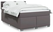 vidaXL Κρεβάτι Boxspring με Στρώμα Γκρι 140x200εκ. από Συνθετικό Δέρμα