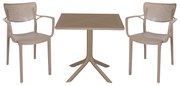 Τραπεζαρία Groovy-Frontline pakoworld σετ 3τεμ PP cappuccino 80x80x74,5εκ. 253-000097
