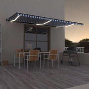 vidaXL Τέντα Αυτόματη με LED &amp; Αισθητήρα Ανέμου Μπλε/Λευκό 600x300 εκ.