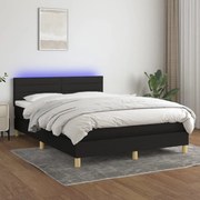 ΚΡΕΒΑΤΙ BOXSPRING ΜΕ ΣΤΡΩΜΑ &amp; LED ΜΑΥΡΟ 140X200 ΕΚ. ΥΦΑΣΜΑΤΙΝΟ 3133799