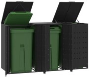 Πλαίσιο Κάδων Απορριμμάτων 3 Κάδοι Μαύρο 207x79x117 εκ. Ατσάλι 3279978
