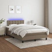 ΚΡΕΒΑΤΙ BOXSPRING ΜΕ ΣΤΡΩΜΑ &amp; LED TAUPE 120X200 ΕΚ. ΥΦΑΣΜΑΤΙΝΟ 3133465