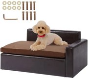 VEVOR Pet Sofa, Dog Couch for Medium-Sized Dogs and Cats, Soft Leather Dog Sofa Bed, 110 lbs Loading Cat Sofa, Black